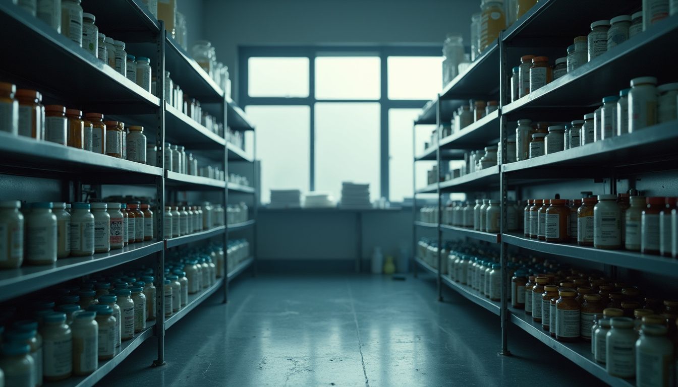 A sterile pharmaceutical lab displays an array of weight loss medications.